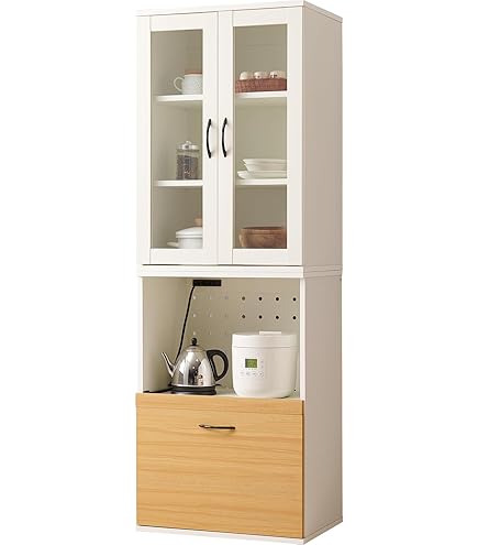 ガラス扉コンセント付き 食器棚 キッチンボード レンジラック 幅60 高さ180 楽天市場】食器棚 レンジ台 おしゃれ キッチン収納 コンセント